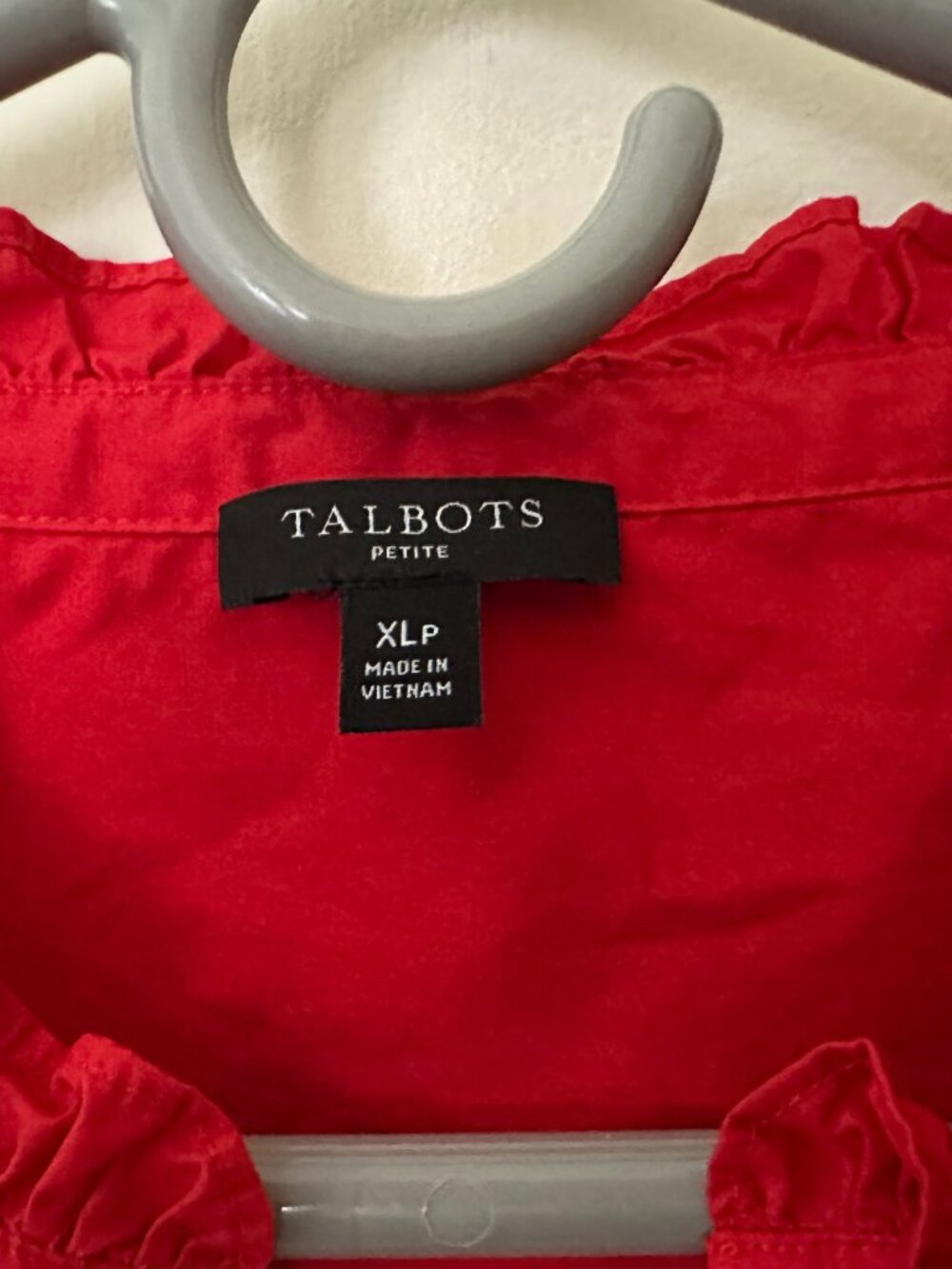 Talbots Red Poplin Ruffle Popover Extra-Large Petite XLP - Picture 5 of 7